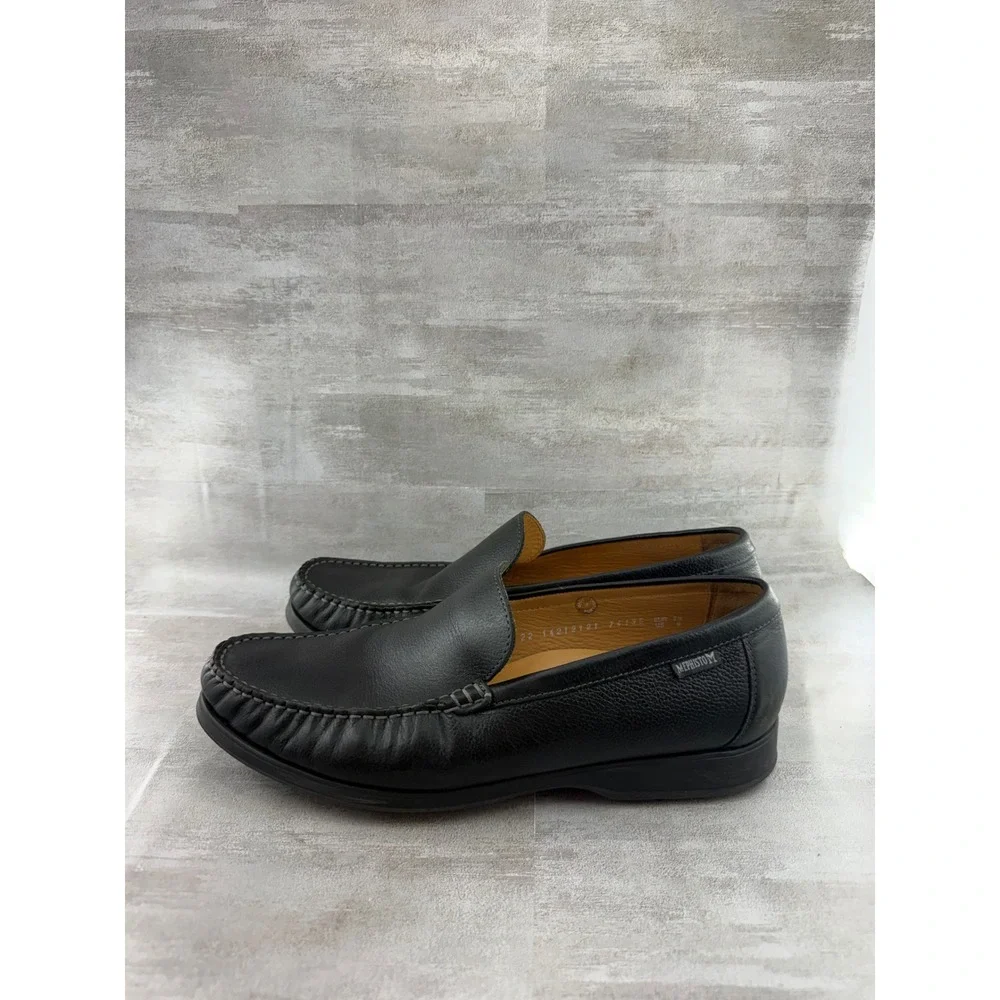 Mephisto Air-Relax Men Black Pebbled Leather Moc Toe Loafers Size US 9
